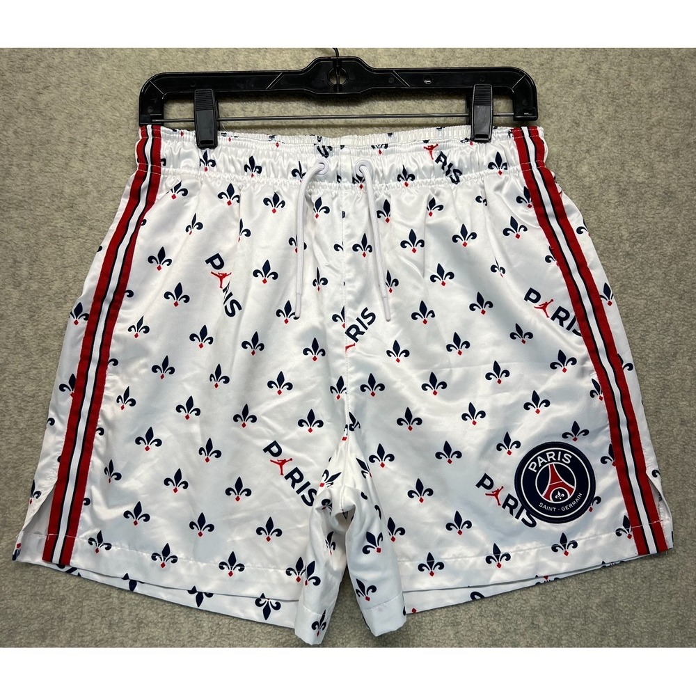 Jordan Mens X Paris Saint Germain Printed Shorts White All Over Print Outdoor S‎